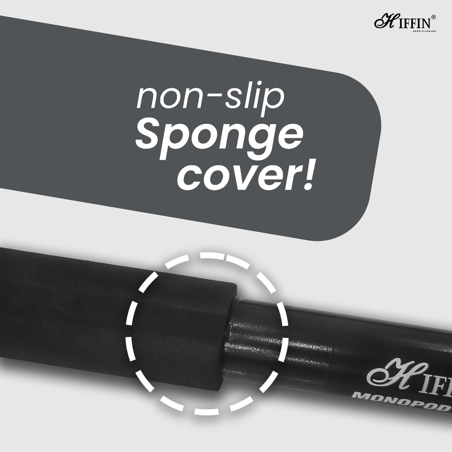 HIFFIN® 152cm Monopod Universal 5ft max length ,min length 21ft with soft non-slip sponge, 4 section tube, universal camera adaptor, screw hole at bottom and security locking in black color