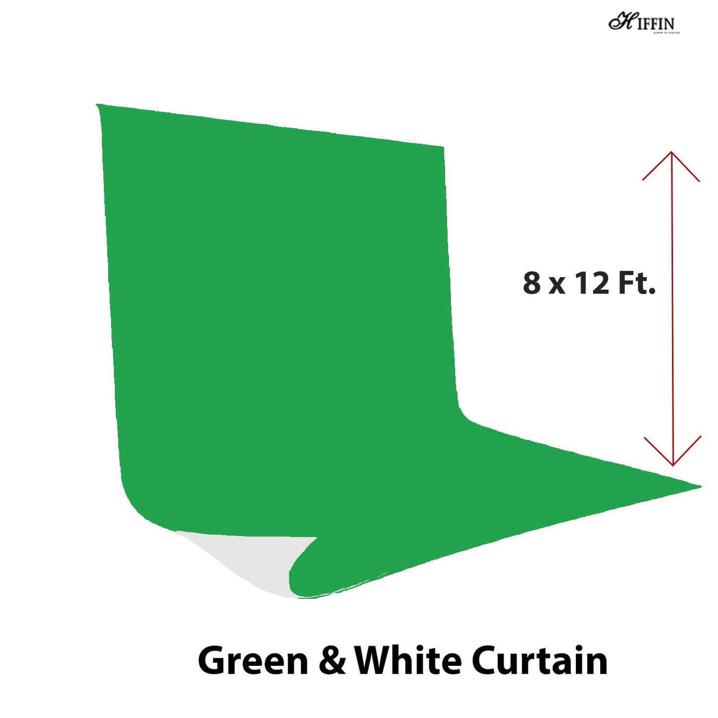 HIFFIN® 8x12 ft, 2-in-1 White Green Screen Backdrop Reversible Photography Backdrop Background, Chromakey Green Screen White Backdrop for Photoshoot Televison Zoom Live Streaming