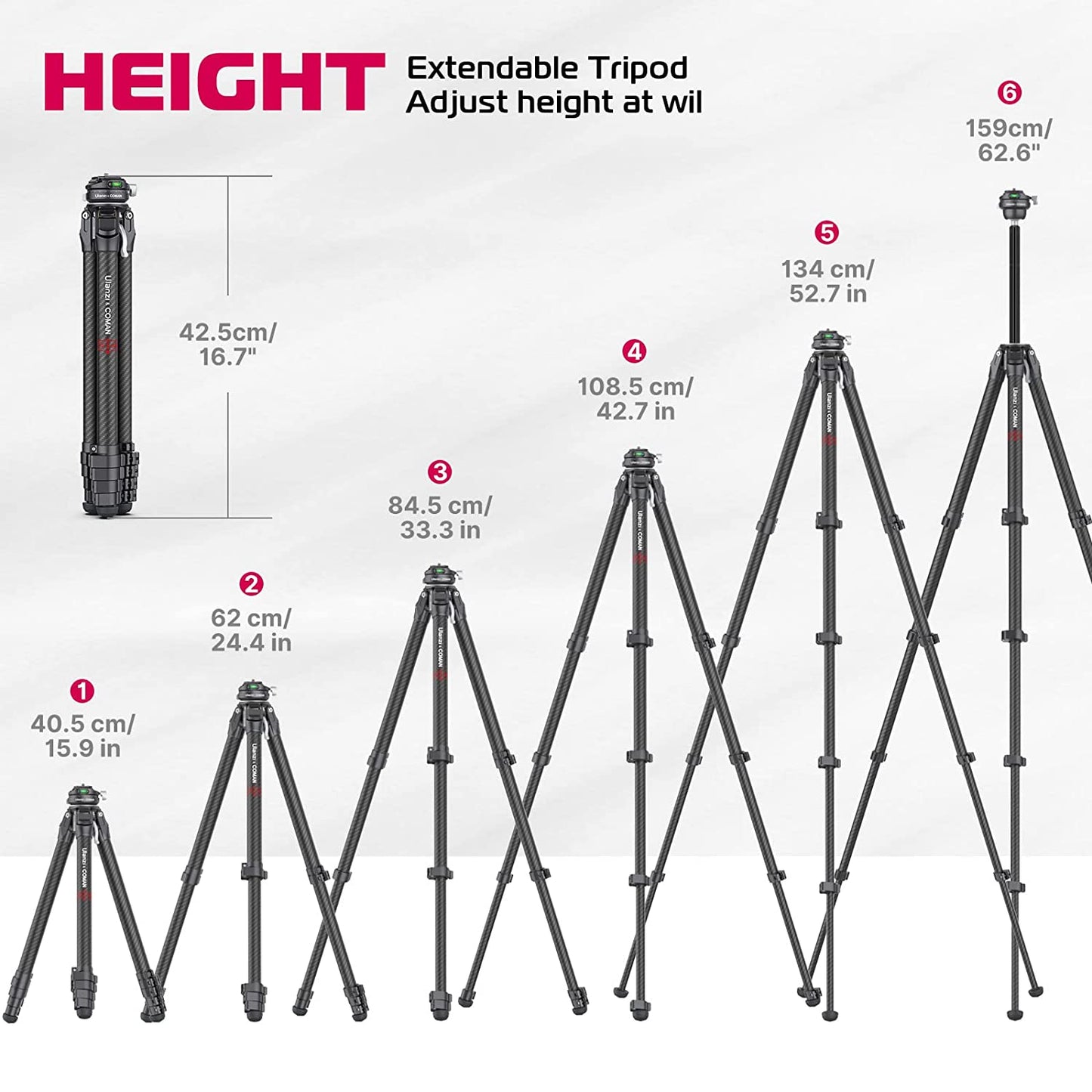 Zero F38 Carbon Fiber Camera Tripod, 62.6", 360° Ballhead, 39.6lbs Max Load
