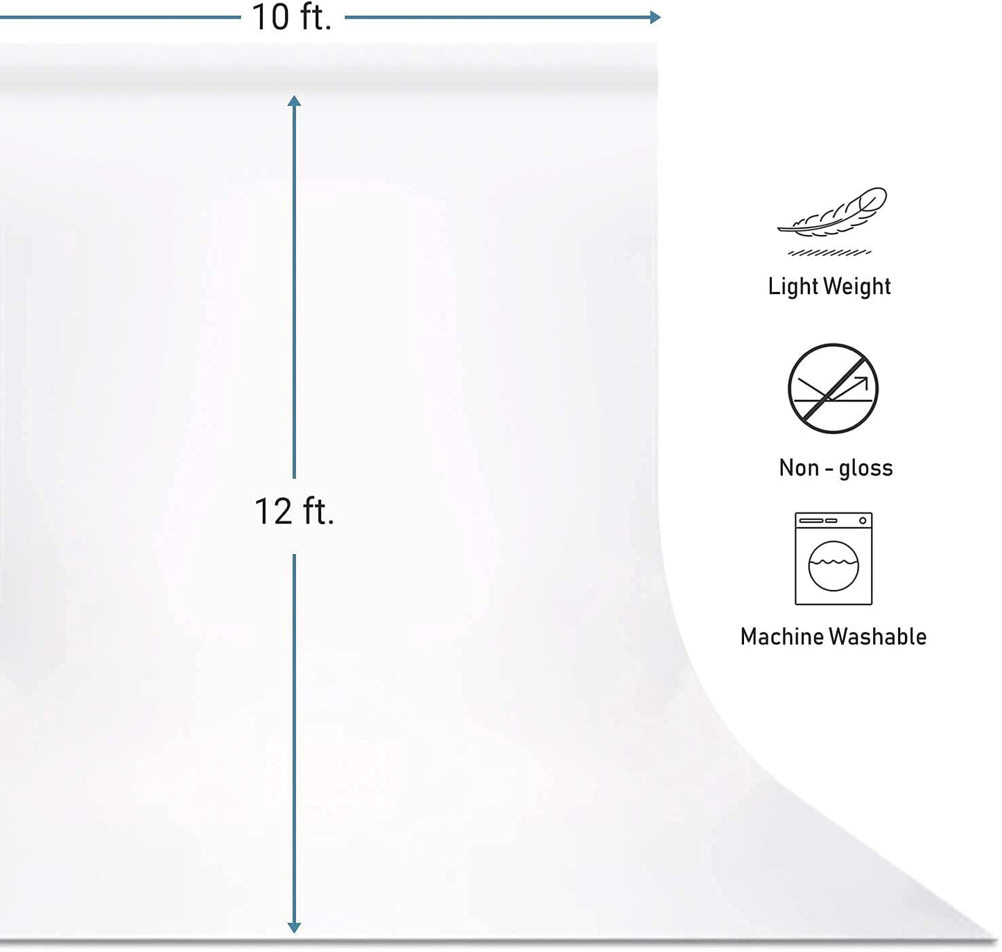 HIFFIN® PRO 8 ft. X 12 ft. Long Life Time Reusable White Screen Chromakey Photo Video Photography Studio Fabric Backdrop, Background, Pure White Muslin, Photography Studio