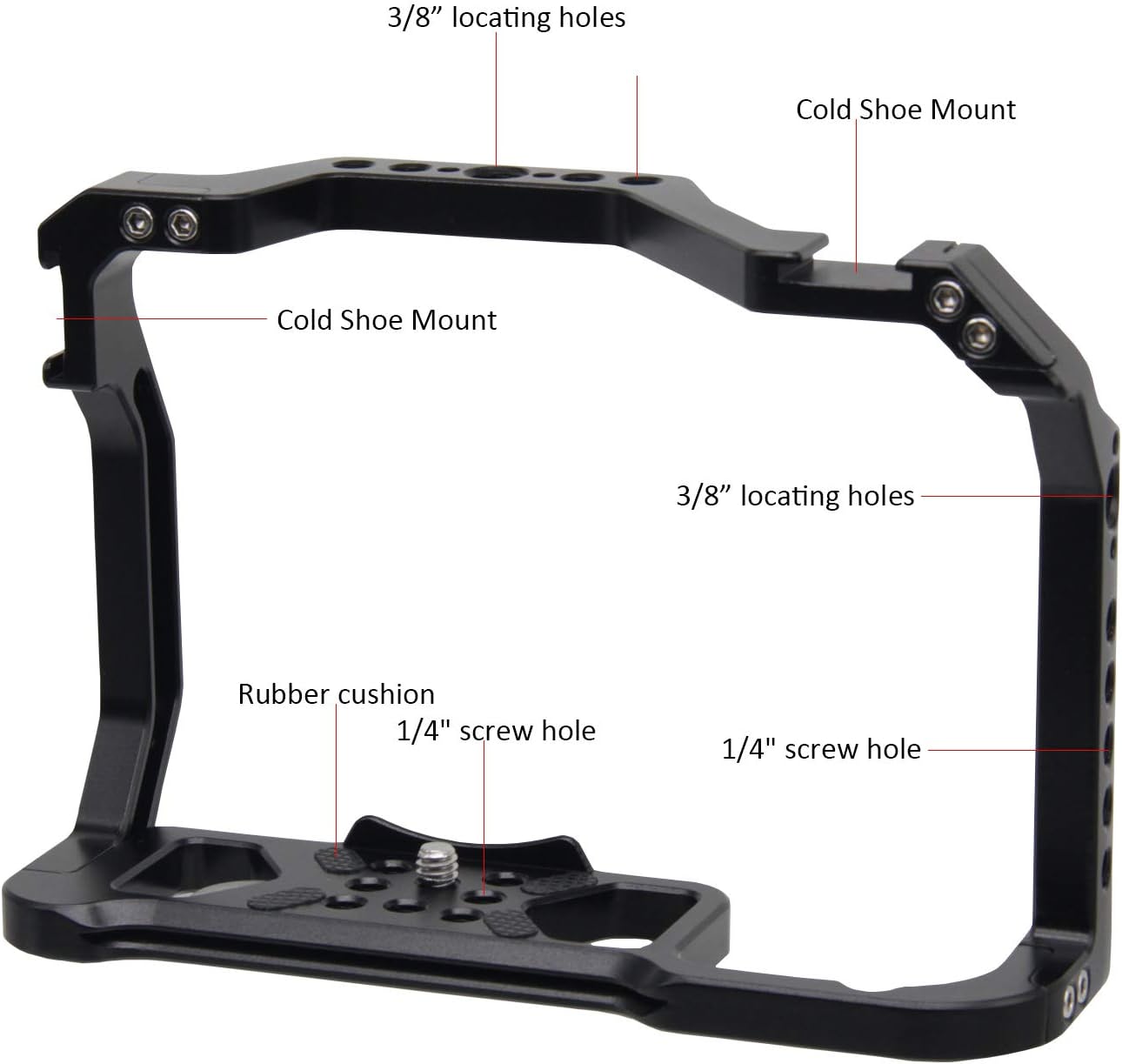 HIFFIN Camera Cage for Canon EOS R6 R5 Mirrorless Camera, Vlogging Video Shooting Filmmaking Rig Stabilizer with Dual Cold Shoe, 1/4" Mounting Points