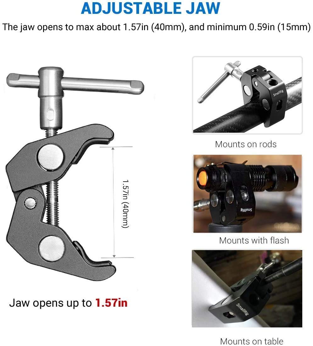 HIFFIN Super Clamp(2 Pack) Magic Arm Clamp for Ronin, Camera Monitor, LED Light