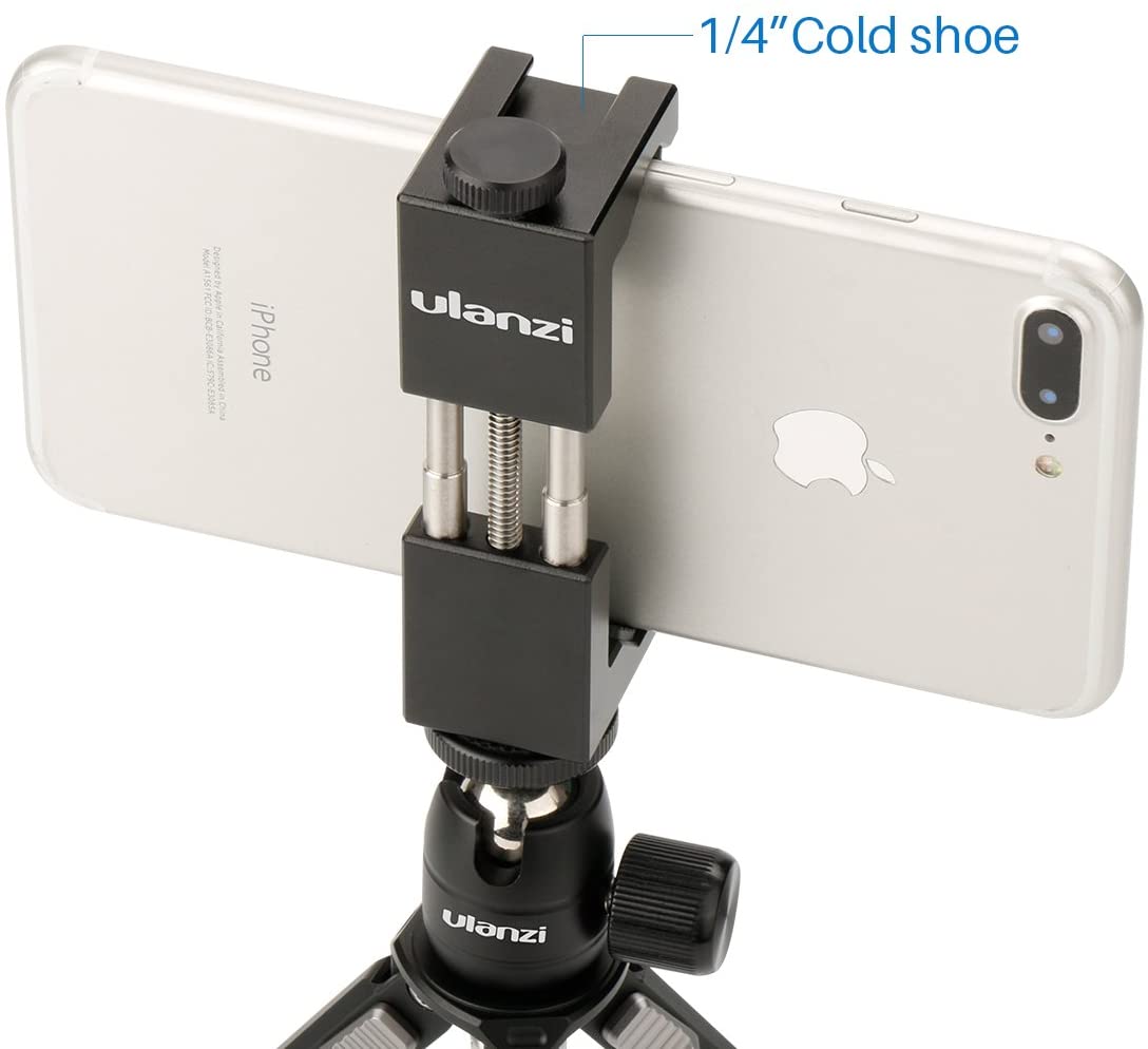 Ulanzi ST-02 Metal Phone Tripod Mount with Hot Shoe Mount Smartphone Video Rig Tripod Mount Adapter.