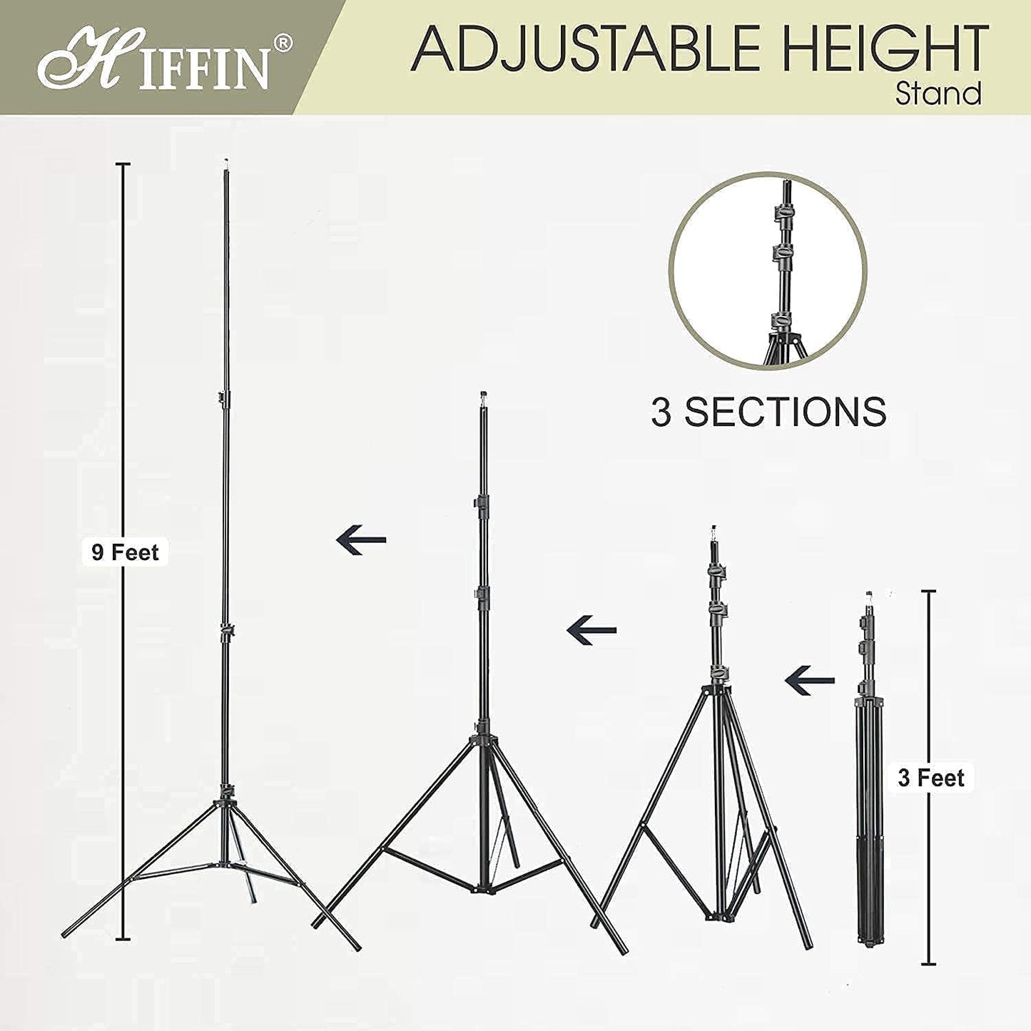 HIFFIN® Green | White | Black Screen Backdrop 8x12 ft with 9 ft Stand - 6x9 ft Photography Backdrop with 2 Pcs Clamps, 1PCs Carry Bag (T Shape Kit C2 C3 Green | White | Black & Triple Holder Kit M1)