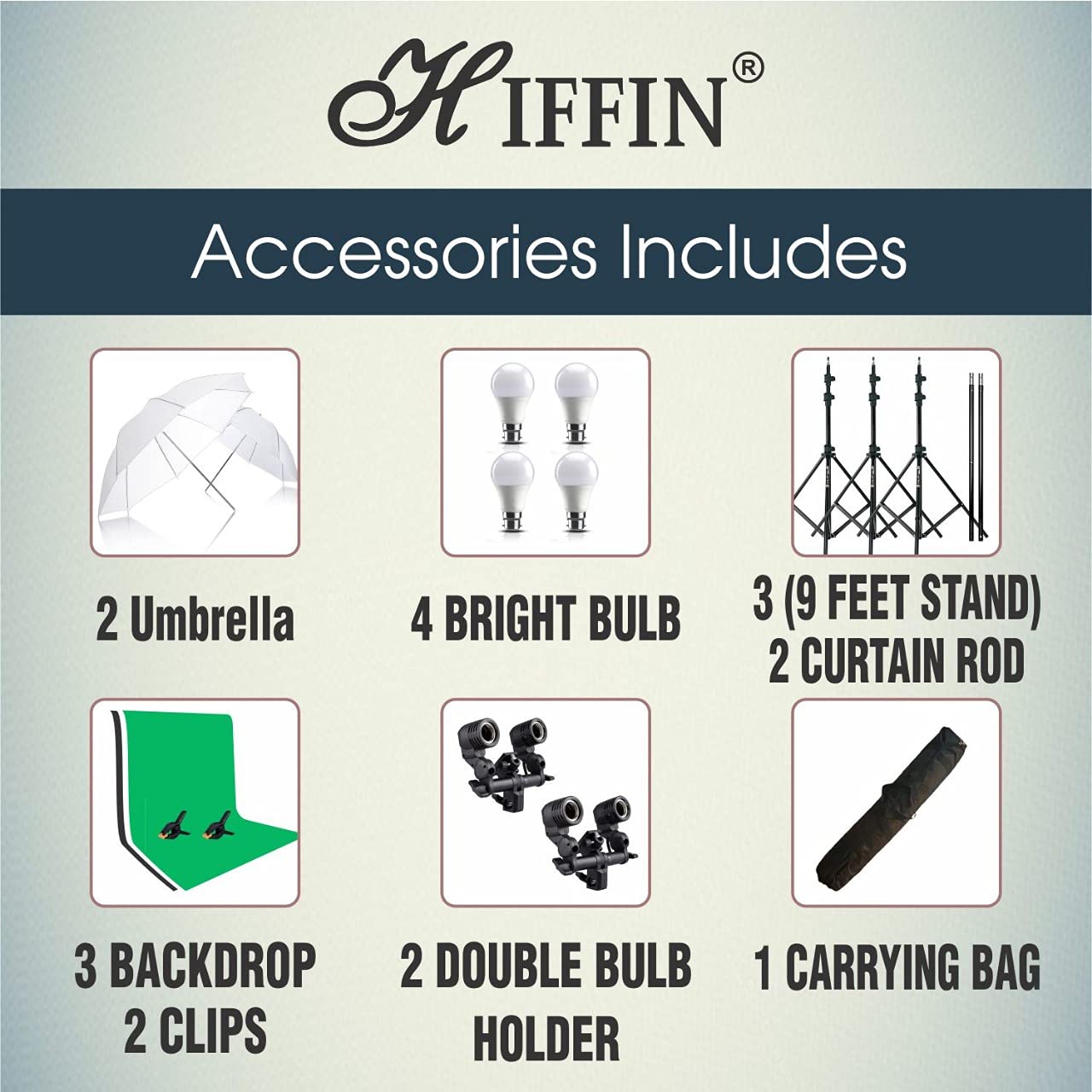 HIFFIN® White Screen Backdrop 8x12 ft with 9 ft Stand - 3 Packs 6x9 ft Photography Backdrop with 2 Pcs Spring Clamps, 1PCs Carry Bag (T Shape Kit C2 C1 W & Double Holder Kit M2)