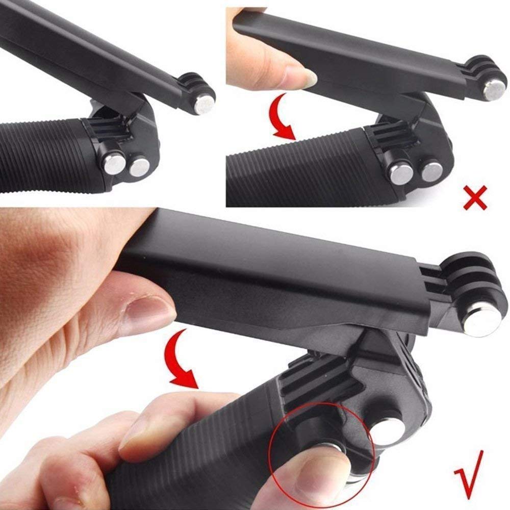 HIFFIN® 3-Way Monopod Grip Arm Tripod Foldable Selfie Stick, Stabilizer Mount Holder for GoPro Hero 9/8/7/6/5, SJCAM SJ6, SJ7, SJ5000,