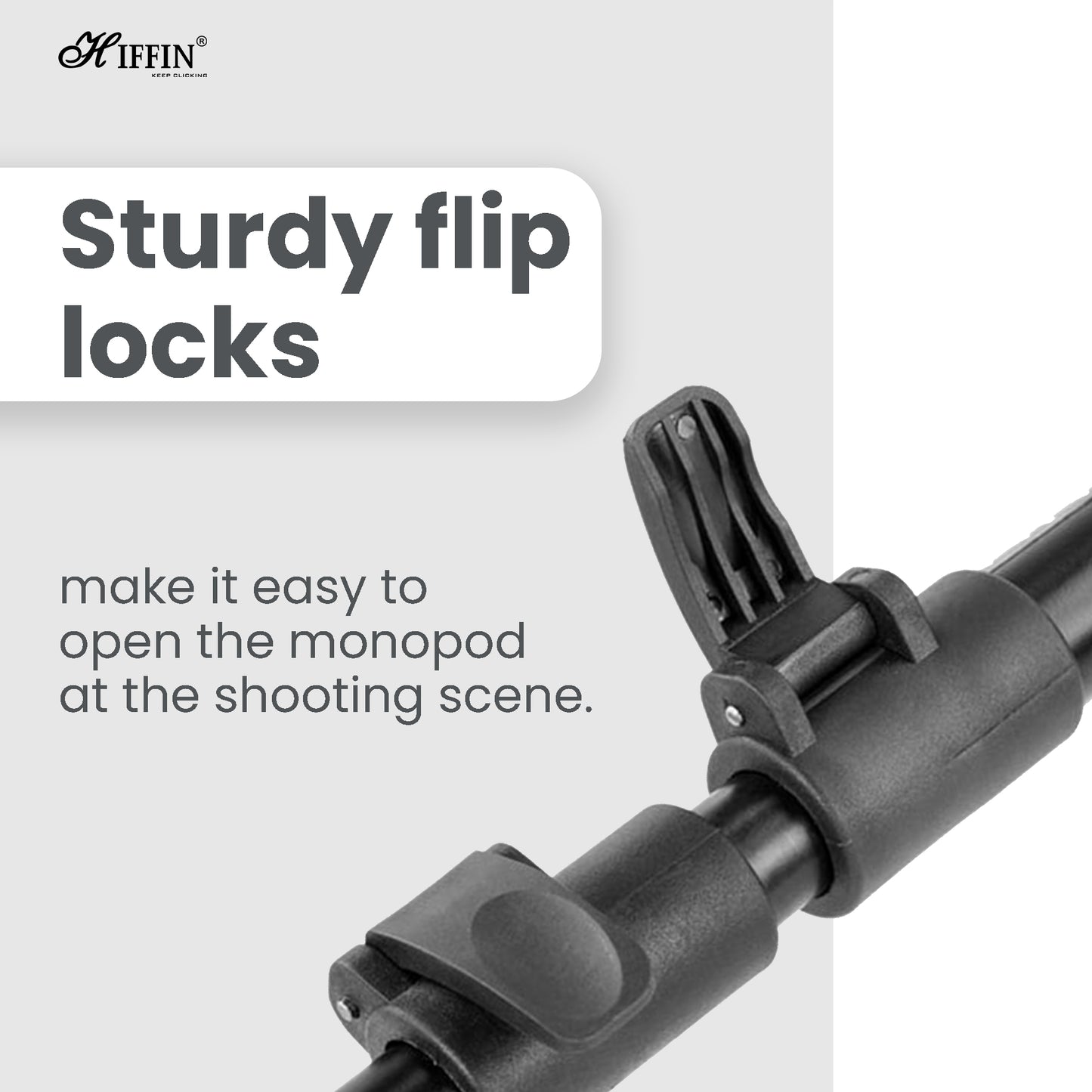 HIFFIN® 152cm Monopod Universal 5ft max length ,min length 21ft with soft non-slip sponge, 4 section tube, universal camera adaptor, screw hole at bottom and security locking in black color