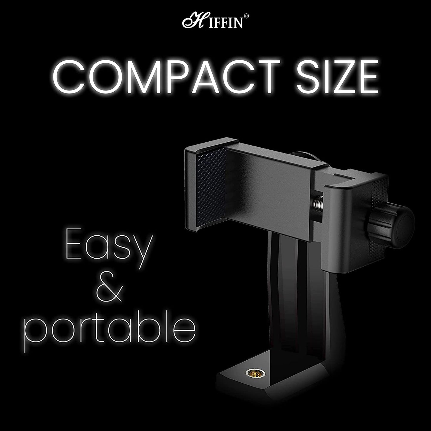 HIFFIN® Universal 360° Rotating Vertical Mobile Tripod Monopod Mount Supports Width Upto 2.3-4.1 Inches Smartphones (Mobile Phone Tripod Mount 360 Rotation)