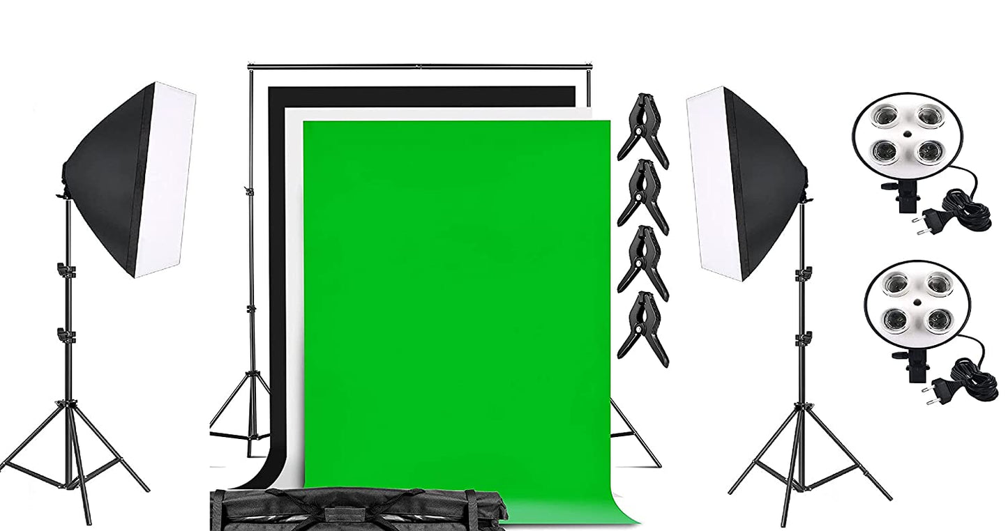 HIFFIN® PRO Quadlux Mark II Soft Led Still & 8.5 x 10 ft Background Support System Kit Video Light Softbox with AC Power, YouTube Shooting, Videography, Portrait, Product
