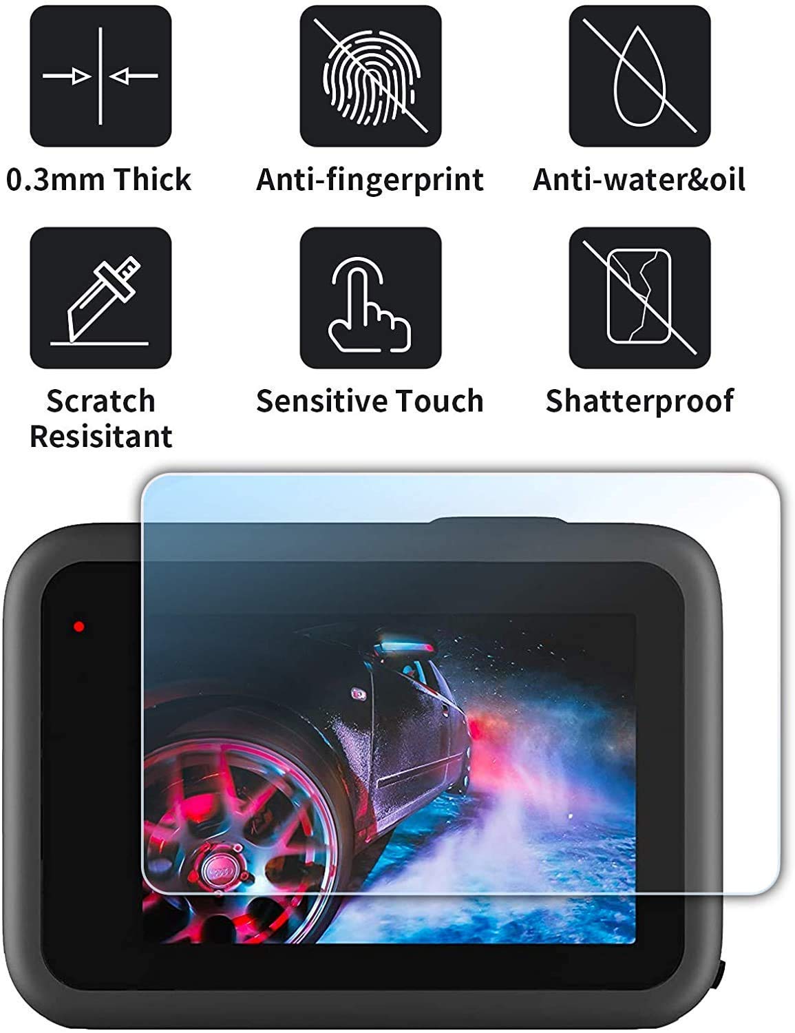HIFFIN® hero 9 Screen Protector for GoPro Hero 9 Black, Ultra Clear Tempered Glass Screen Protector + Tempered Glass Lens Protector + Tempered Glass Front LCD Display Film for GoPro Hero9 Action Camera