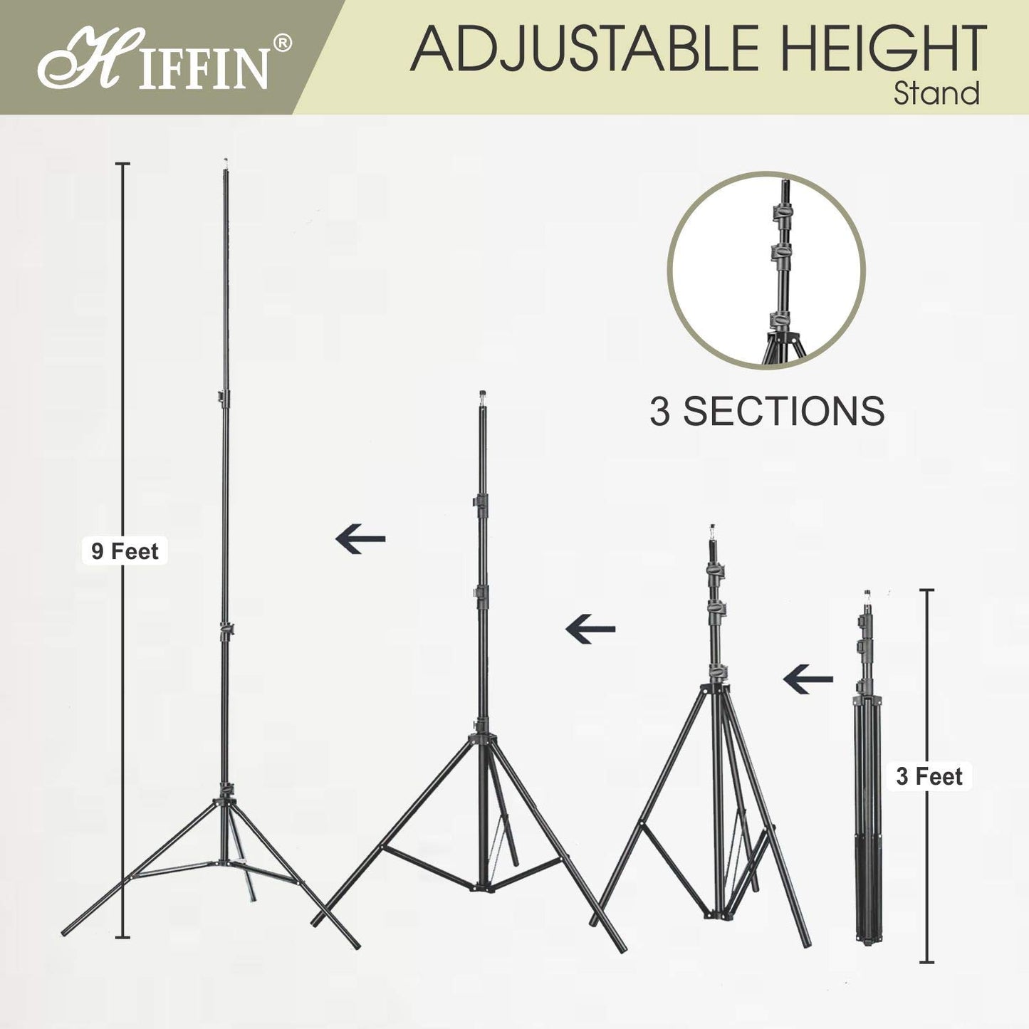 HIFFIN 9x9ft Studio Background Support Kit with Carry Bag
