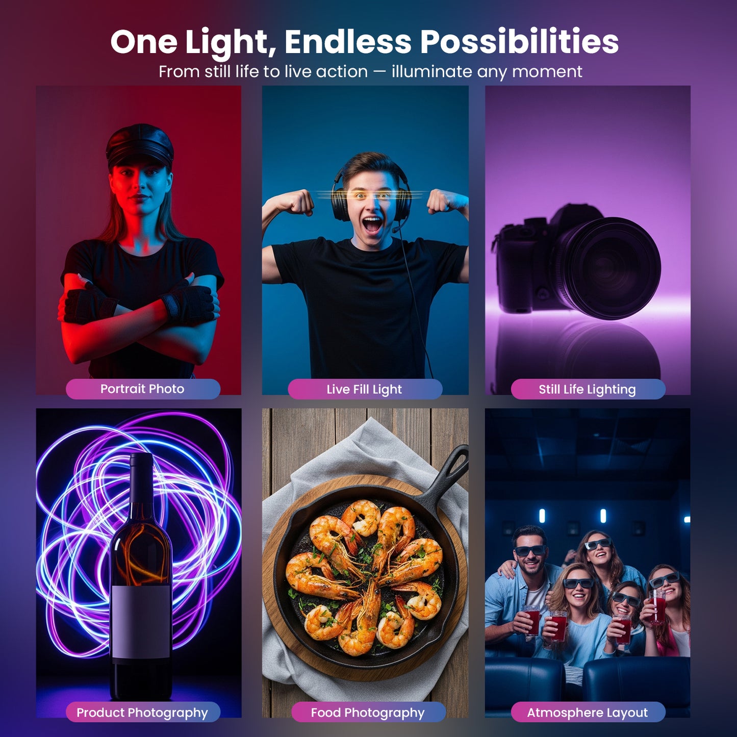 HF-138 Pro RGB Video Light, 21 Modes, 4000mAh, 2500K-9000K, 12watt