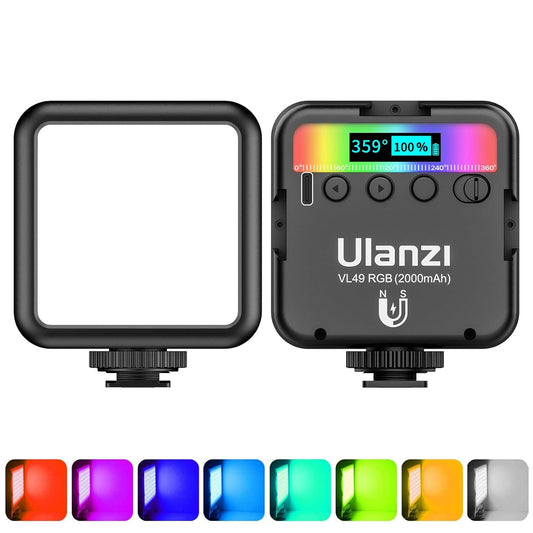 Ulanzi VL49 RGB Video Light, LED, 2000mAh, CRI 95+, 2500-9000K, Dimmable
