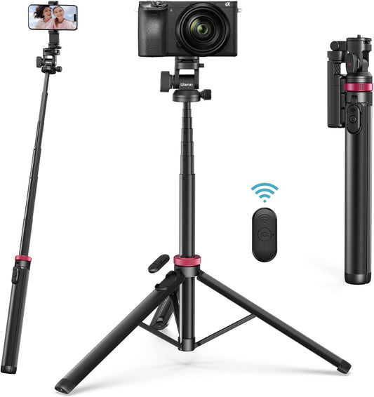ULANZI MT-78 72.83" Extendable Phone Tripod, Metal Selfie Stick Stand with 360° Head