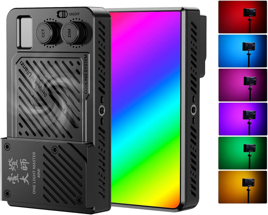 ULANZI P40 RGB LED Video Light 40W, 5000mAh, CRI96+, 2700K-6500K, PD Quick Charge, Fan, Magnetic Diffuser, 1/4" Thread