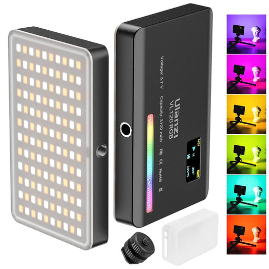 ulanzi VL-120 RGB Video Light, Pocket LED with 3100mAh Battery, 20 Effects