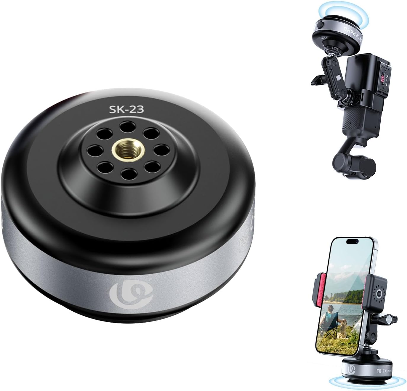 ULANZI SK-23 Electric Suction Cup Mount 1/4'' for GoPro, DJI, Insta360