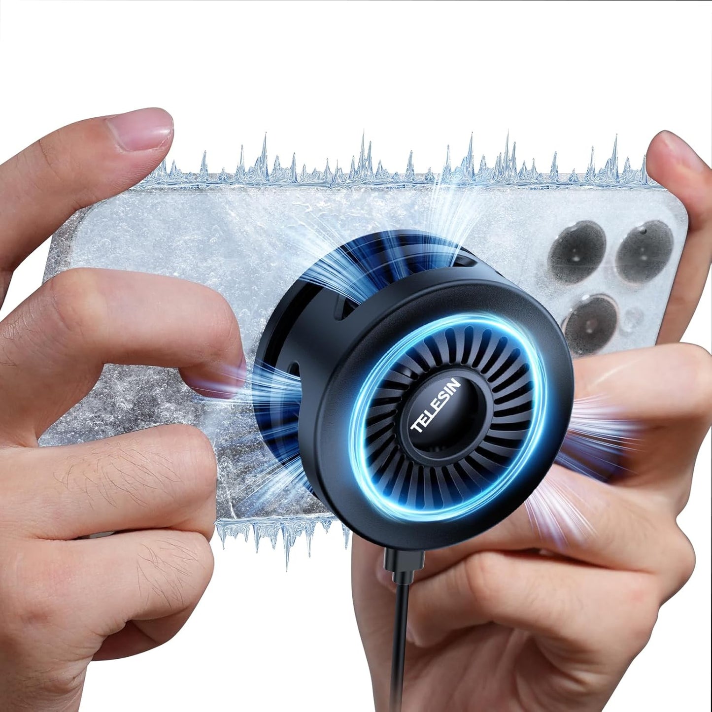 TELESIN Magnetic Phone Cooler for Gaming & Streaming, Semiconductor Cooling, Wireless Charging