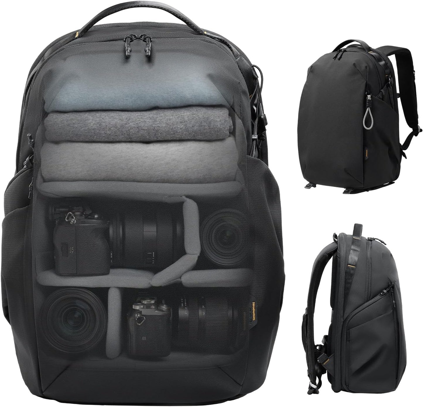 ULANZI YY038 Travel Camera Backpack 22L for Mirrorless DSLR, 16-inch Laptop Compartment, Anti-Theft Water-Resistant Photography Bag with Tripod Holder, Compatible with Sony Canon Nikon Fujifilm(Black)
