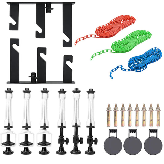 3-Roller Backdrop Stand & Wall Mount with 2 Hooks, 6 Bars & 3 Chains