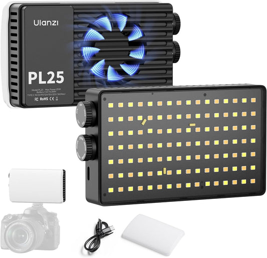 ULANZI PL25 25W LED Video Light, Mini Bi-Color Panel 3200Lux CRI≥96 2700K-6500K