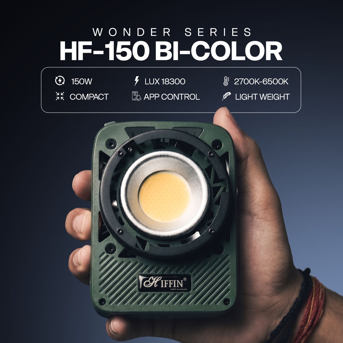 HF-150W Bi-Color LED 150W Fan App Control 2700-6500K 18300Lux CRI95+ Dim1-100%
