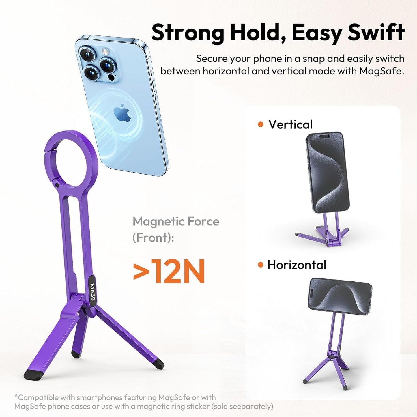 ULANZI MA30 Magnetic Phone Tripod Stand, MagLock, MagSafe, Purple