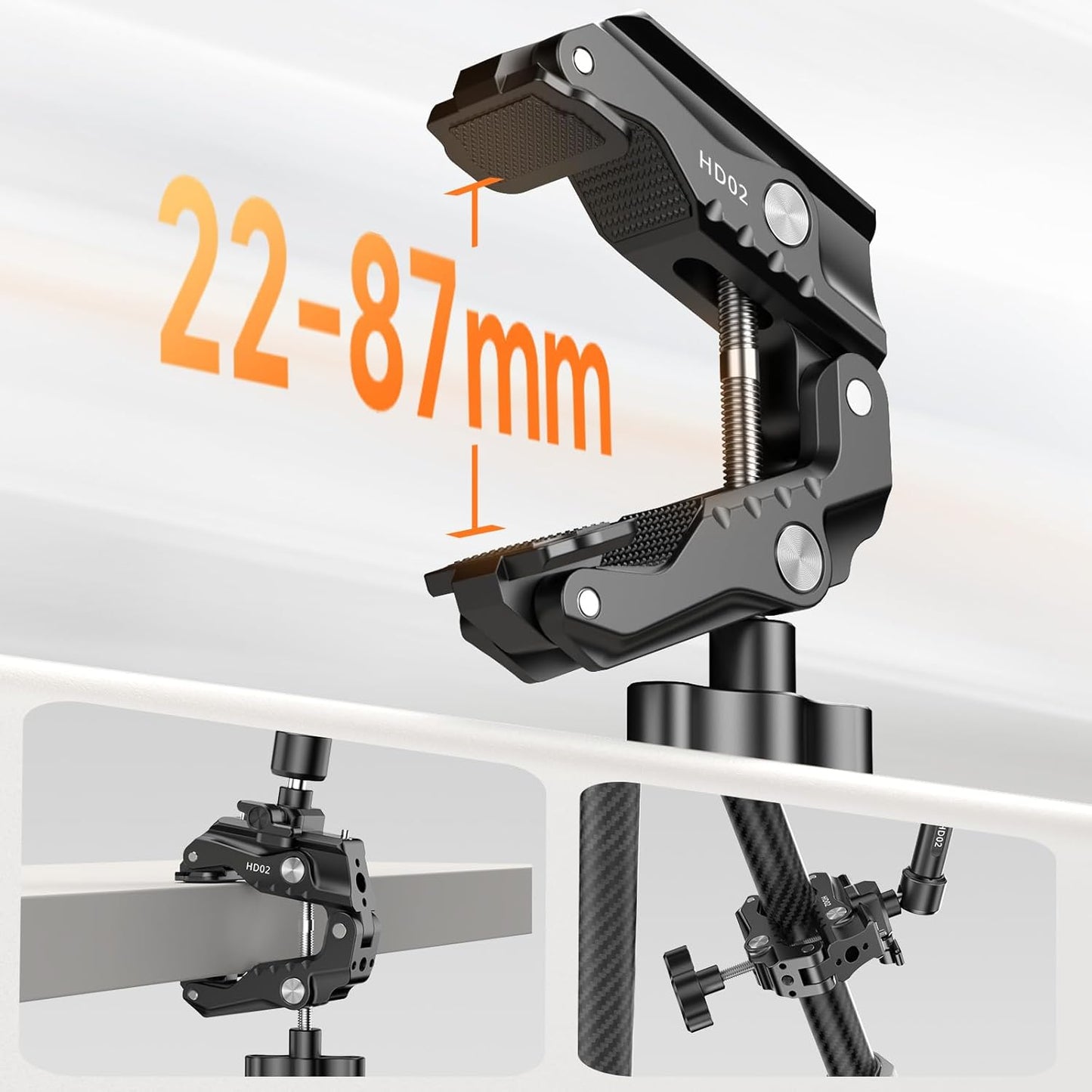 HD02 10" Magic Arm Super Clamp, Camera Mount, 1/4" 3/8"Pins NATO Rail
