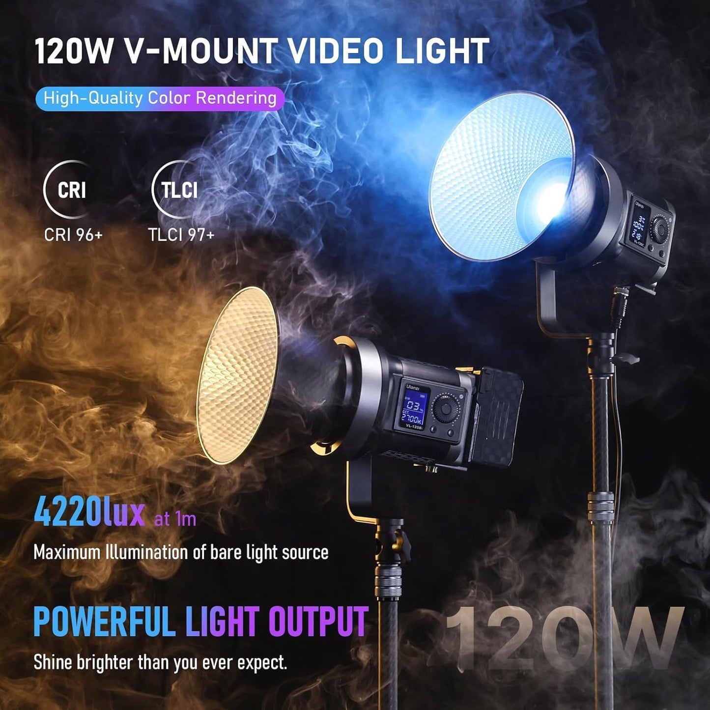 Ulanzi 120W V-Mount Bi-Color 2700K-6500K COB LED Light w/ App Control