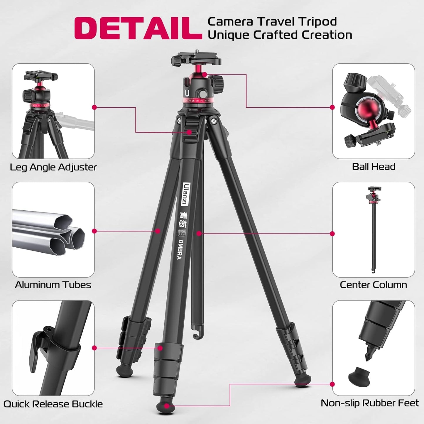ULANZI MT-55 Travel Tripod Stand for DSLR & Smartphone, Ombra