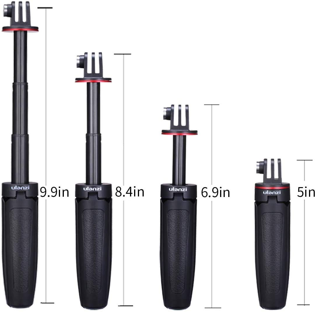 Ulanzi MT-09 Extention Vlog Tripod Mini Portable Handle Grip for Gopro Hero 12, 11, 10, 9, GoPro max Black Session Osmo Action Camera
