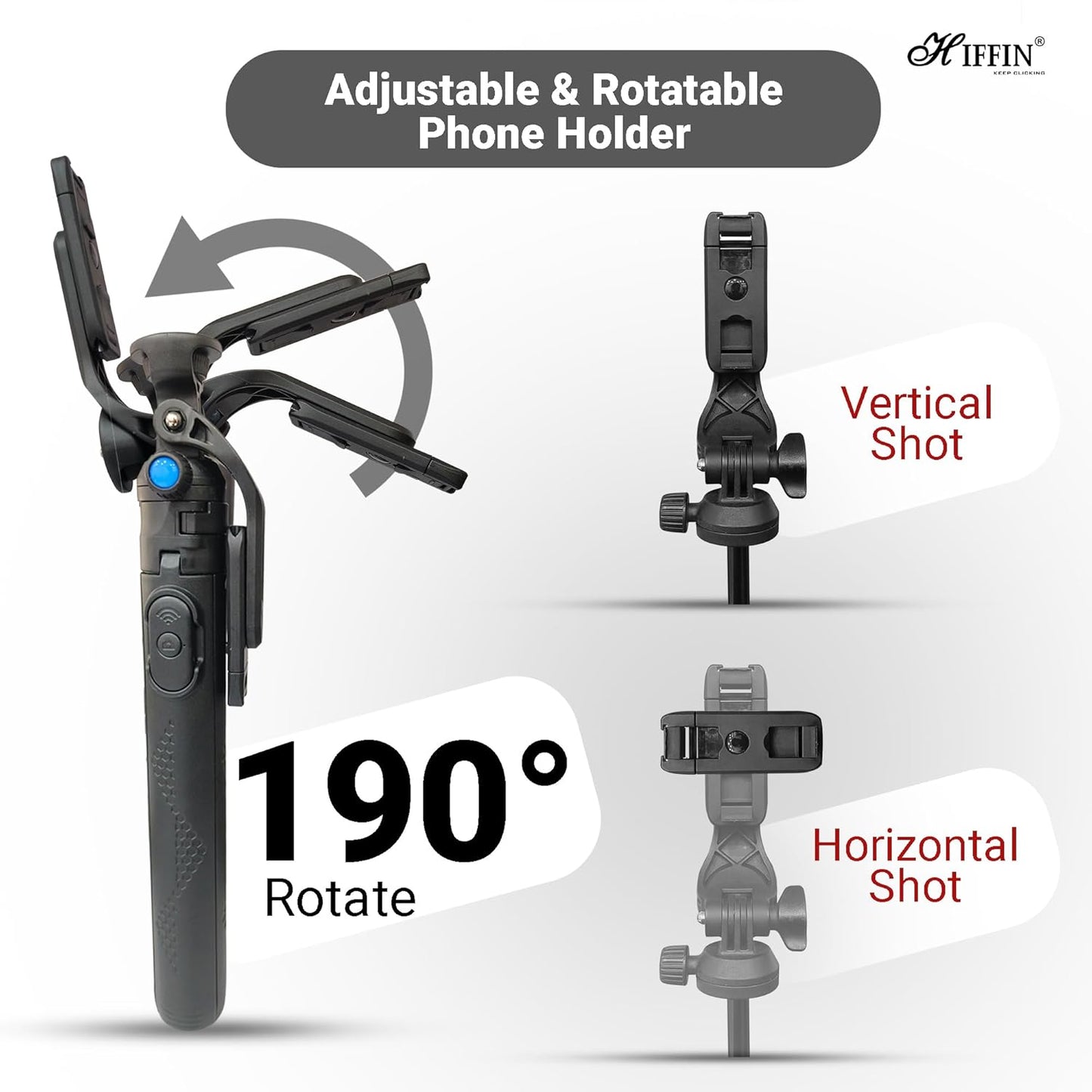 HIFFIN HST-61 1.6 Meter Portable Long Selfie Stick Tripod with Wireless Remote & 3 Legs Tripod Base