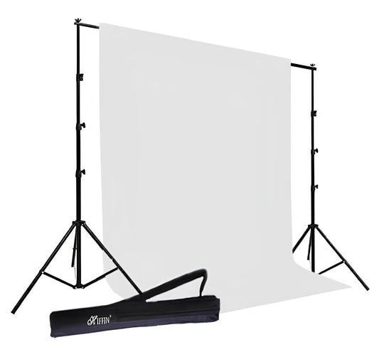 HIFFIN Photography Backdrop Stand Kit with (8*12) White Muslin Curtain