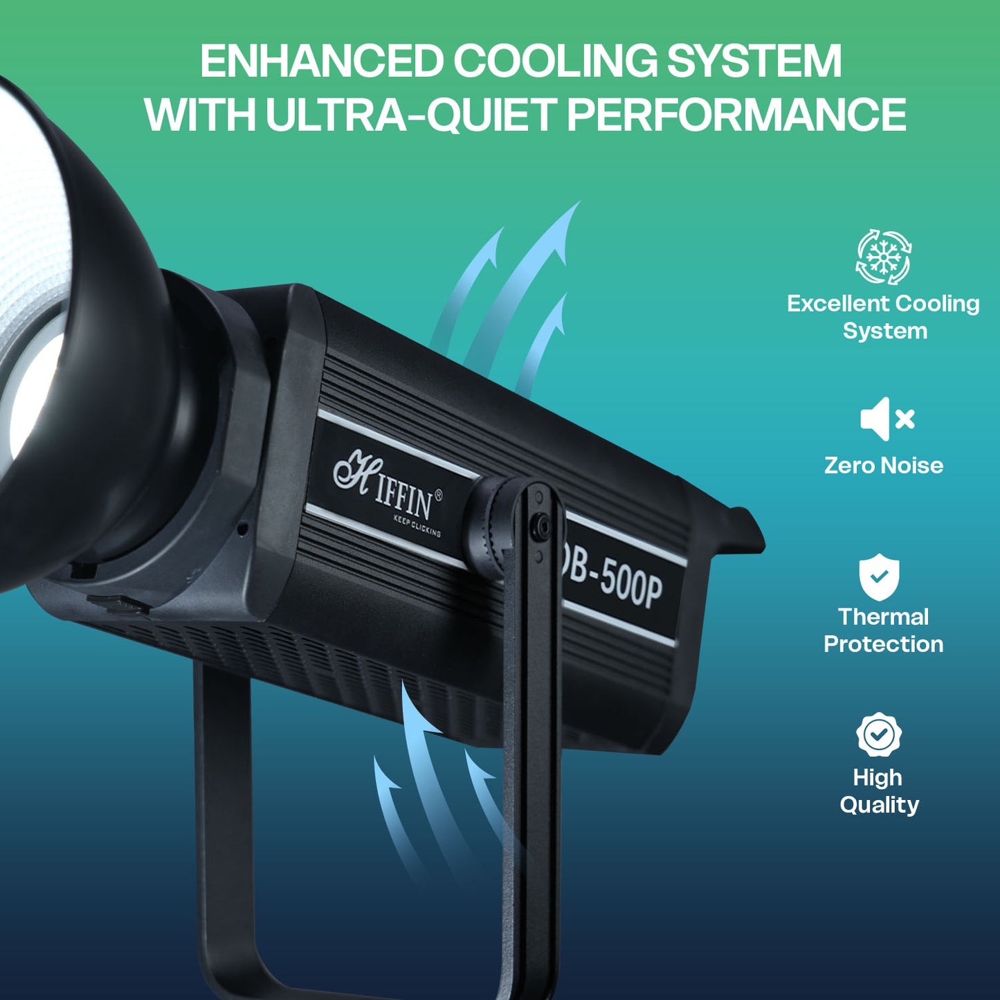 500 Watt Continuous Light For Photography, 2800-6800 CCT, 9FX MODE, 10-100% Brightness | Remote Control