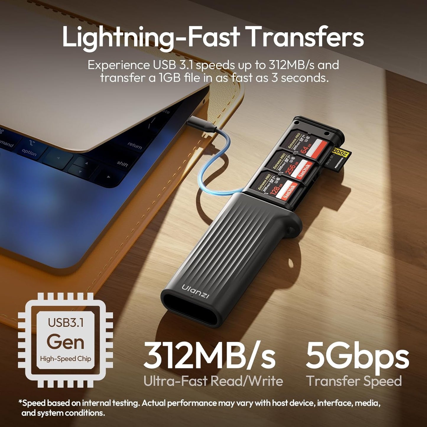 ULANZI CR2 SD TF Card Reader Case USB-C UHS-II IP54 High Speed (Black)