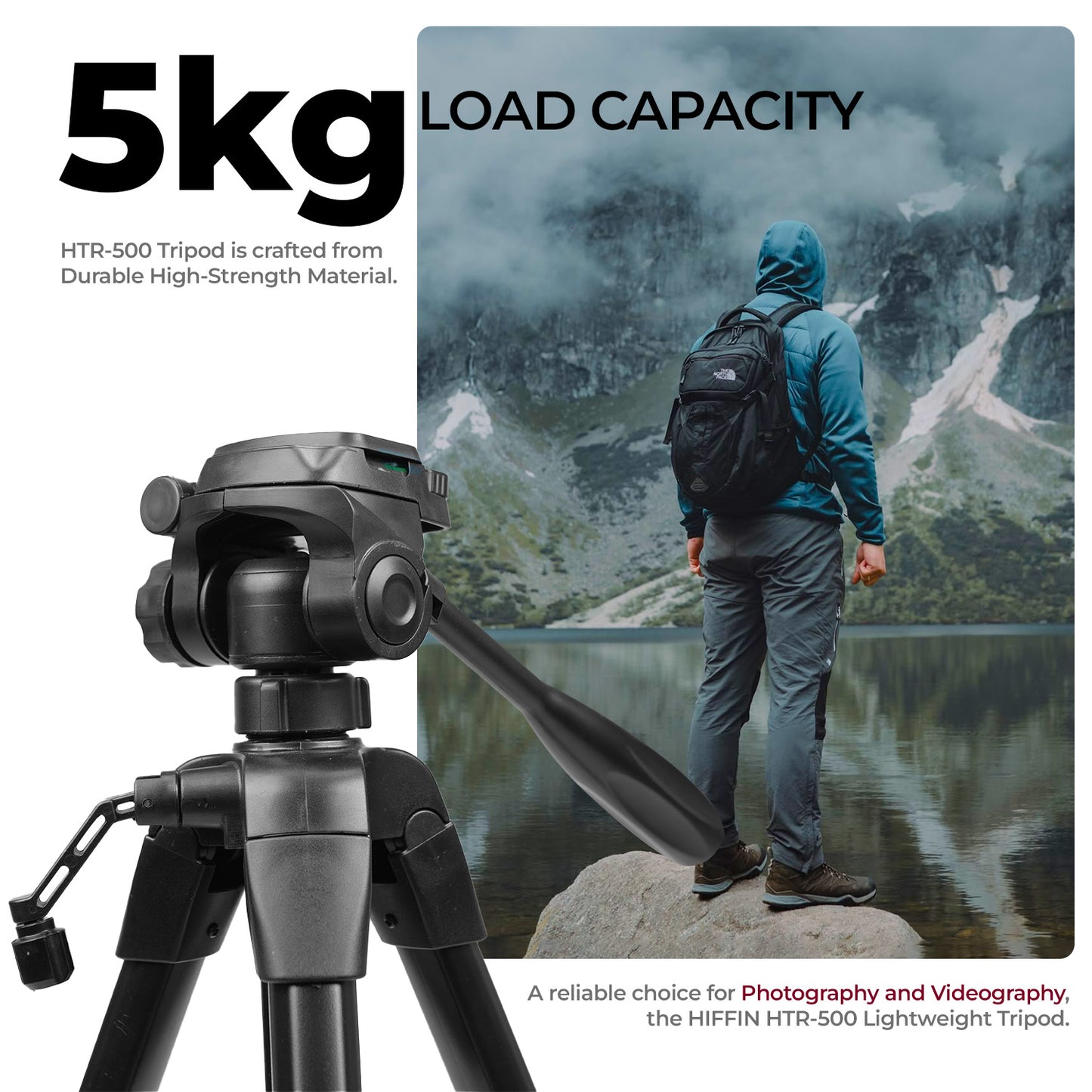 HTR-500 1700mm Lightweight Tripod | 5kg Load | DSLR & Mobile Stand