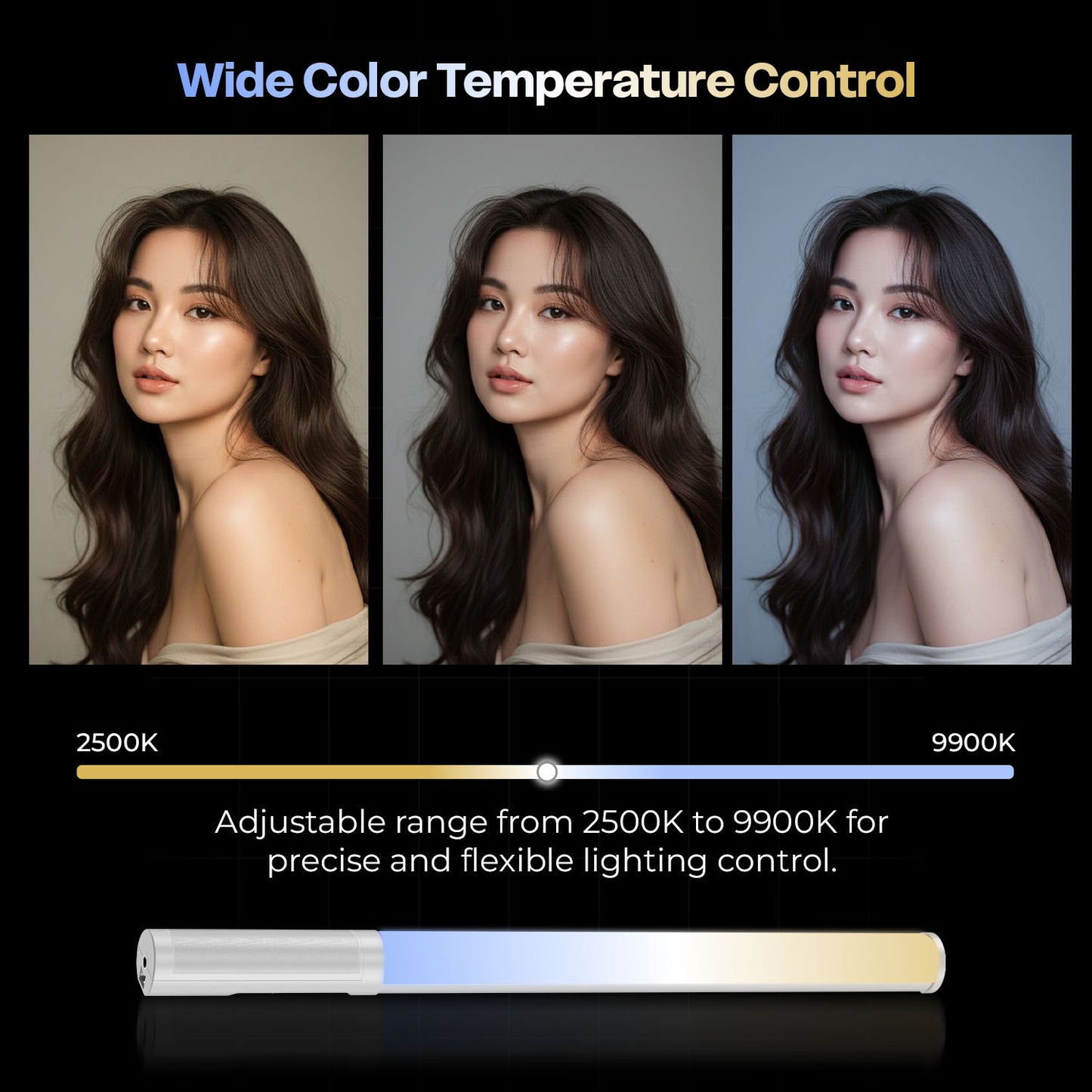 HF-225 RGB LED Stick Light 12W, 2500-9900K, App Control, 24 FX, 3000mAh, Type-C