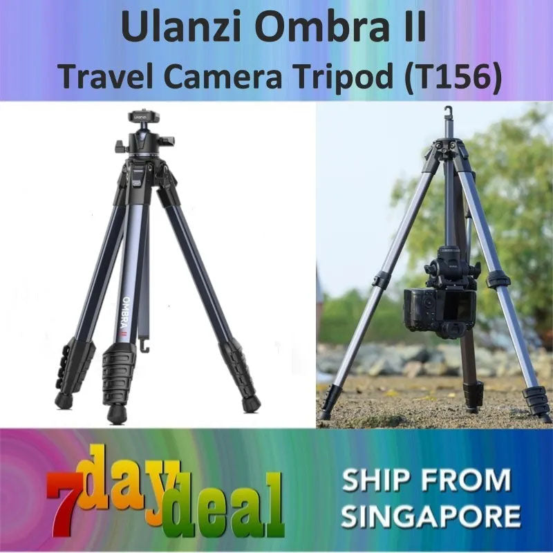 Ulanzi OMBRA II Travel Camera Tripod (T156) – Lightweight Portable Black Tripod