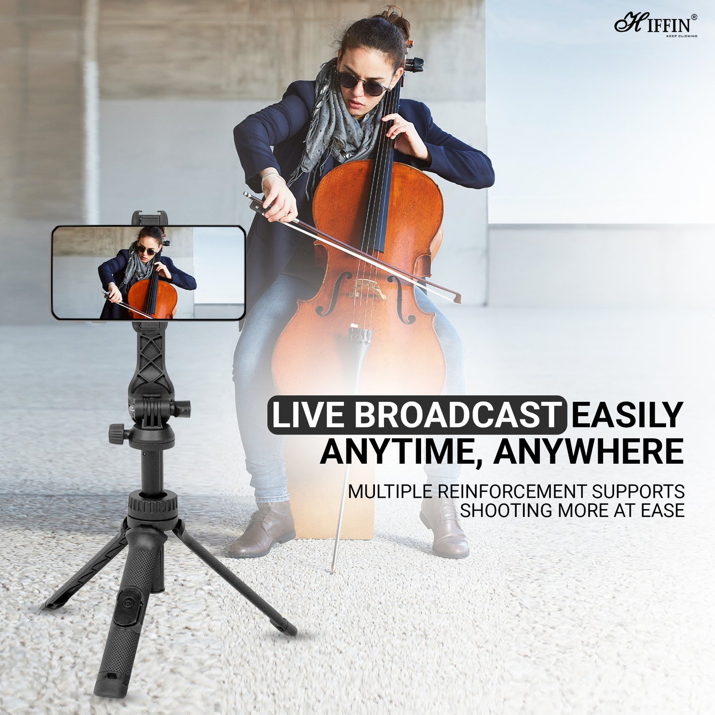 HTR-34 Selfie Stick Tripod 29” with Wireless Remote for Smartphones & Cameras
