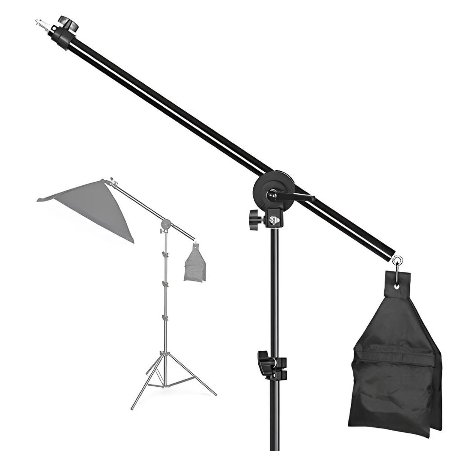 HIFFIN Photo Studio 9 FT Light Stand with 4.5 FT Boom Arm and Empty Sandbag for Supporting Softbox Lighting Photography Tripod with Carry Bag