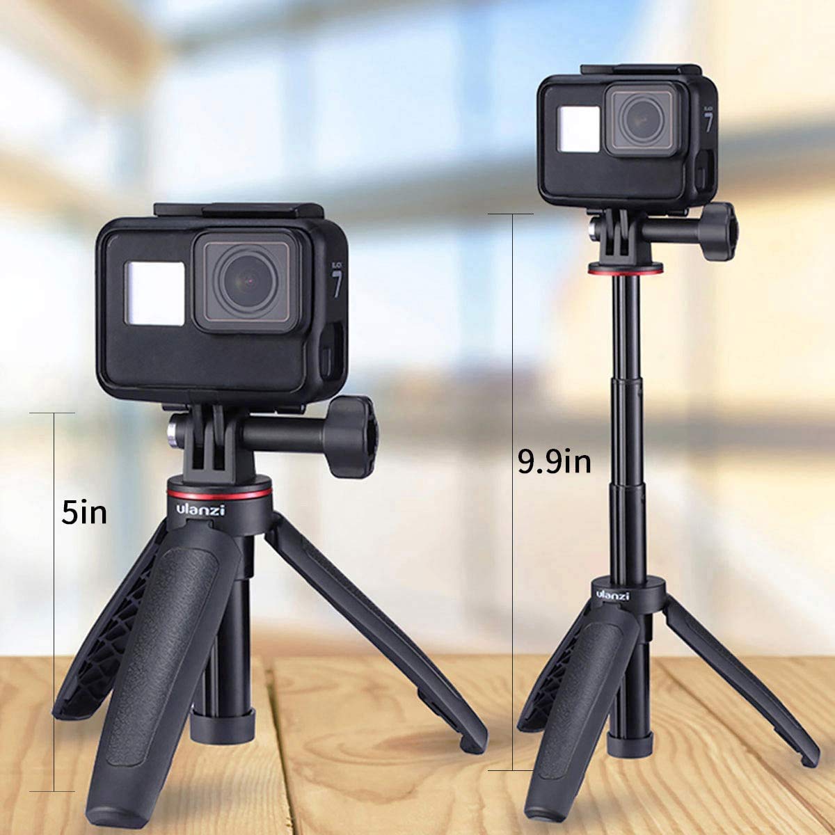 Ulanzi MT-09 Extention Vlog Tripod Mini Portable Handle Grip for Gopro Hero 12, 11, 10, 9, GoPro max Black Session Osmo Action Camera