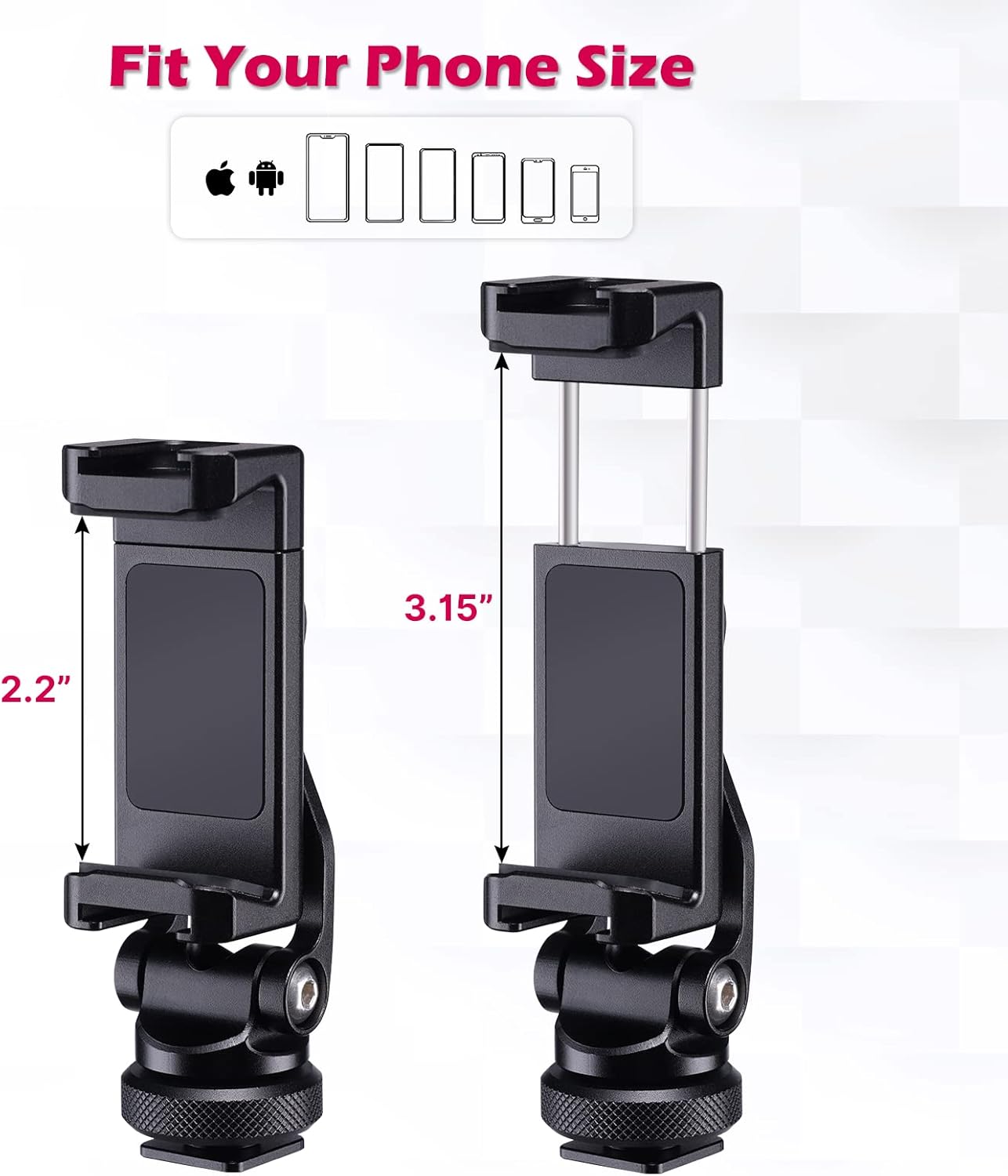 ULANZI ST-10 Metal Phone Tripod Mount, 360° Universal Clamp, 2 Cold Shoes