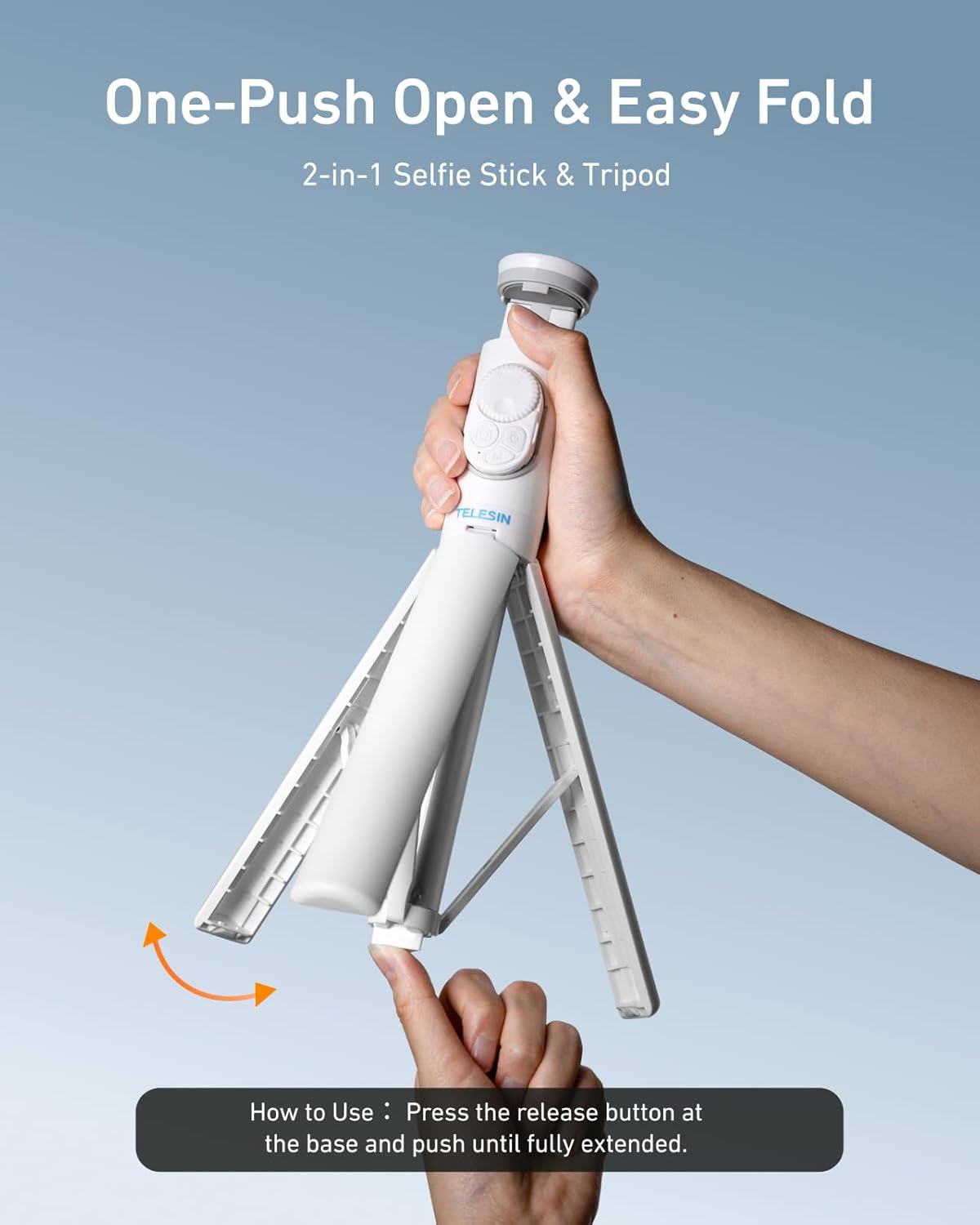 TELESIN 50" Selfie Stick Tripod for iPhone, 360° Adjustable Stand with Zoom Remote