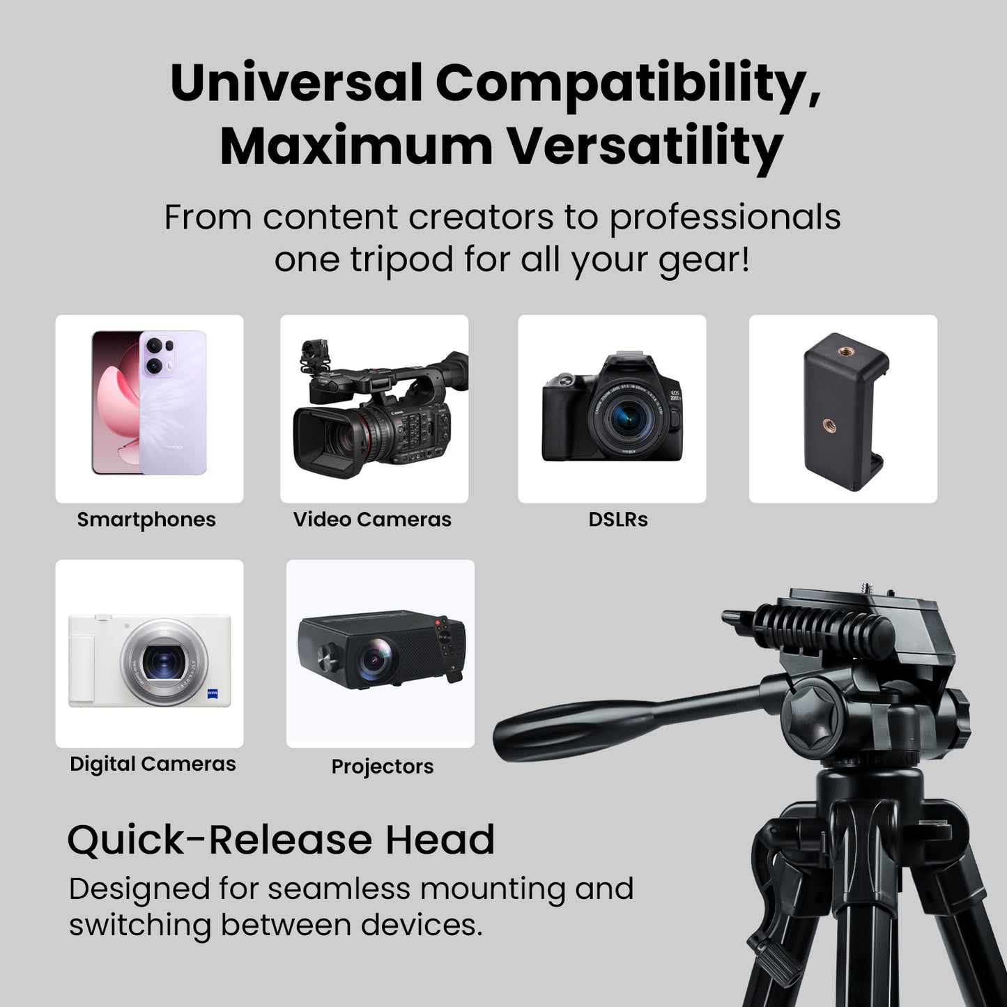HF-3600 Professional Portable Lightweight Travel Aluminum Camera Tripod