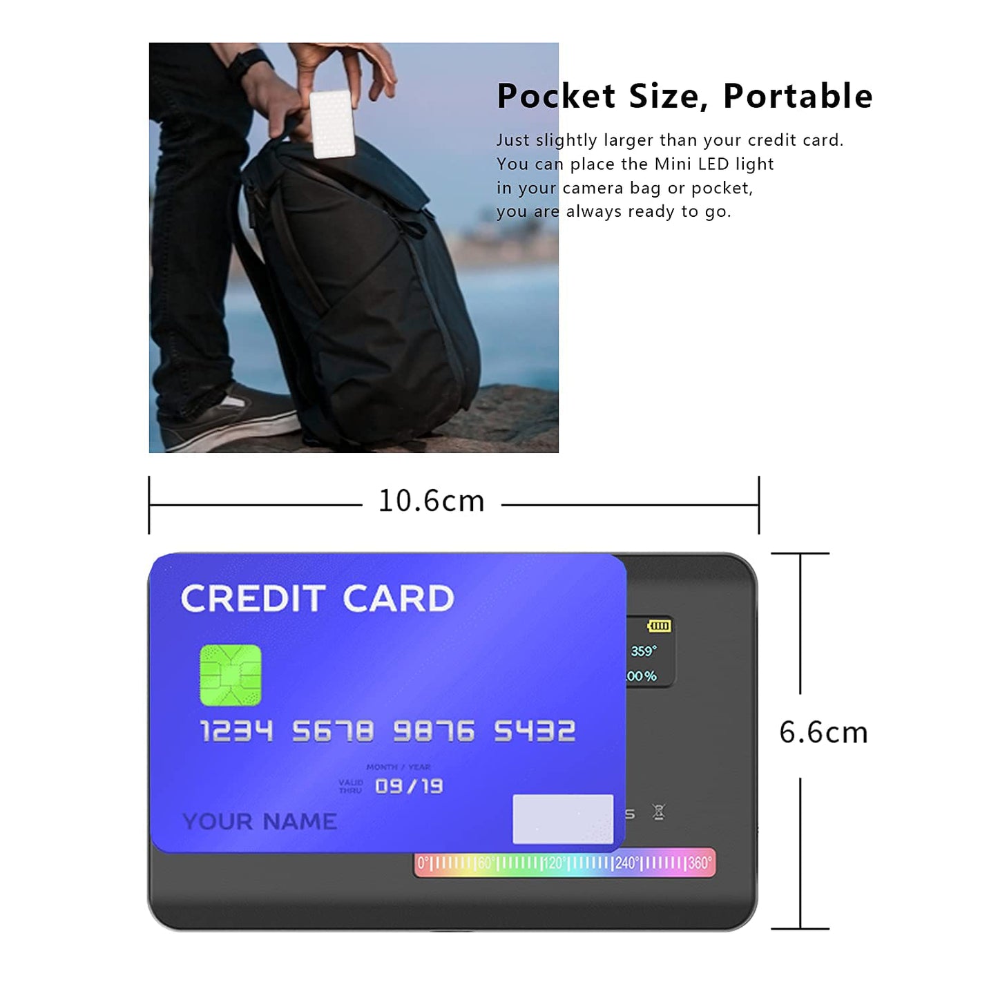 ulanzi VL-120 RGB Video Light, Pocket LED with 3100mAh Battery, 20 Effects