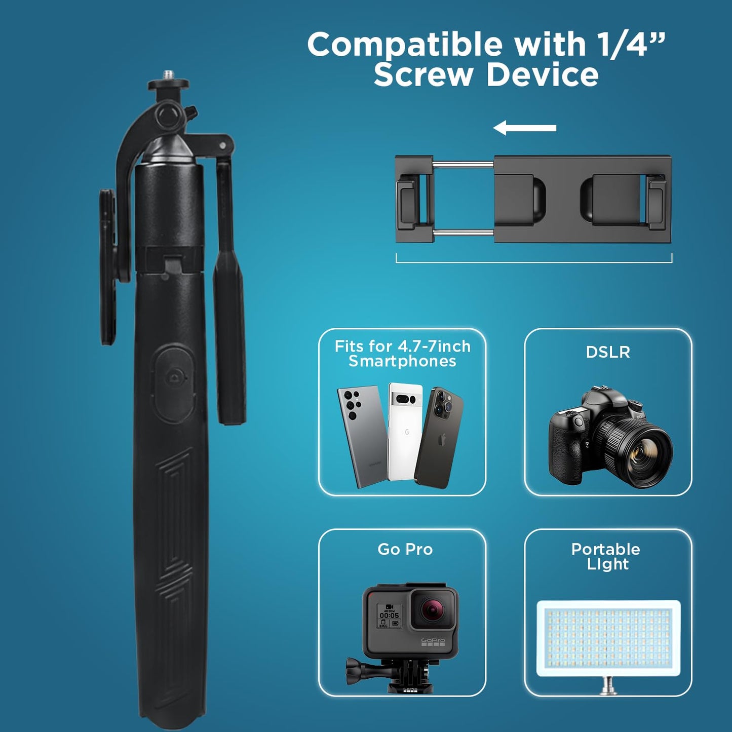 HIFFIN HST-63 Tripod – 63" Long, 360° Handle, Remote, Tri-Leg