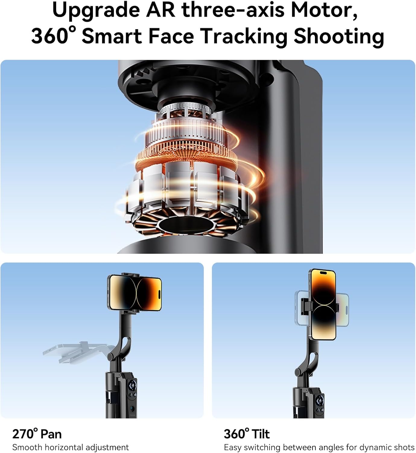 TELESIN 63" Smart Auto-Face Tracking Tripod, 360° Rotation, Remote & Gesture Control