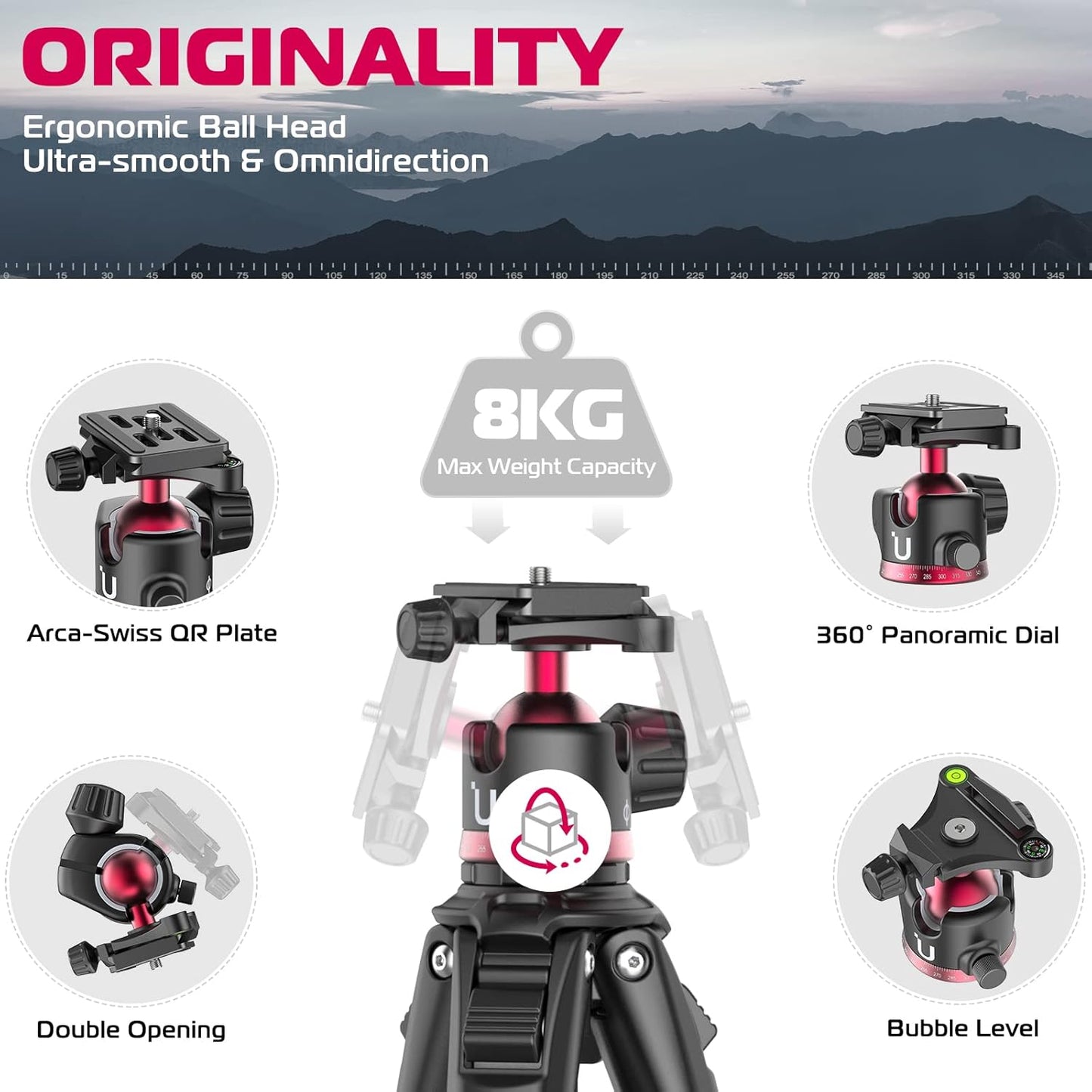 ULANZI MT-55 Travel Tripod Stand for DSLR & Smartphone, Ombra