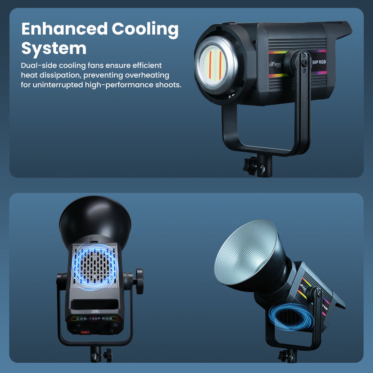 150 Watt RGB LED Video Light 2800K-6800K, 11 FX Modes, 9800Lm Brightness, Remote Control, 220V Power Supply