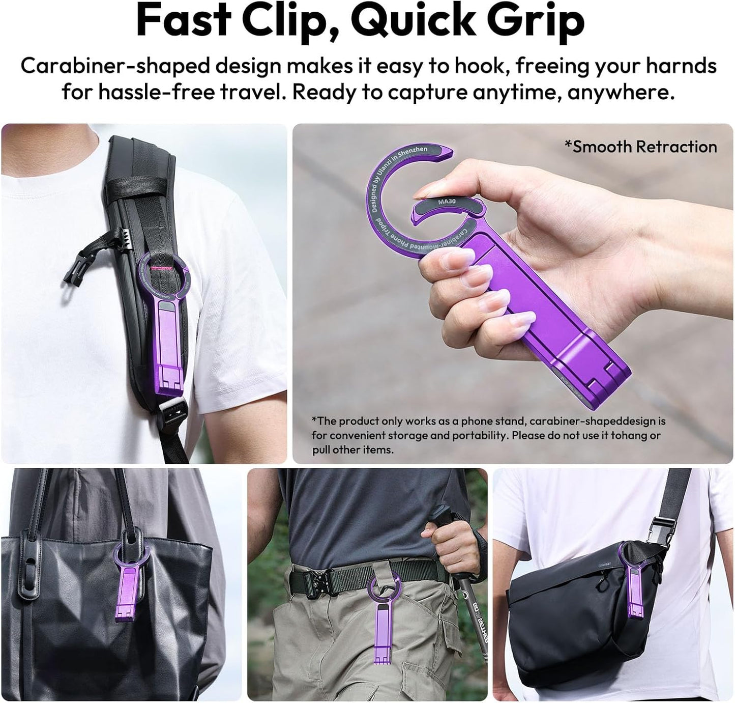 ULANZI MA30 Magnetic Phone Tripod Stand, MagLock, MagSafe, Purple